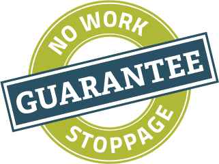 "No Work Stoppage Guarantee" circular badge.